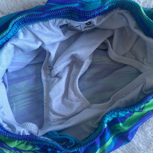 Xersion Quick-Dri Lined Running Shorts Drawstring Blue Green Size Girls L 14 - Picture 4 of 5